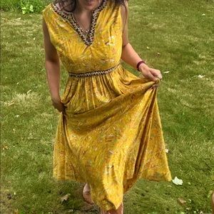 Vintage 1970s gold evening gown